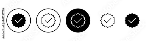 Approved icon vector isolated on white background. Certified Medal Icon vector. check mark photo