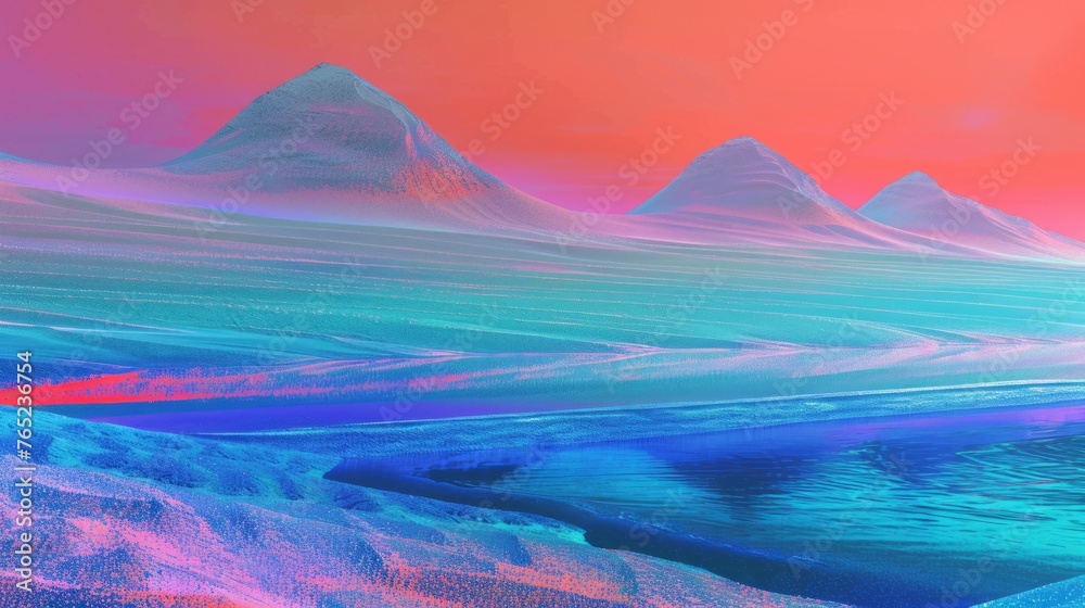 A psychedelic or surreal landscape