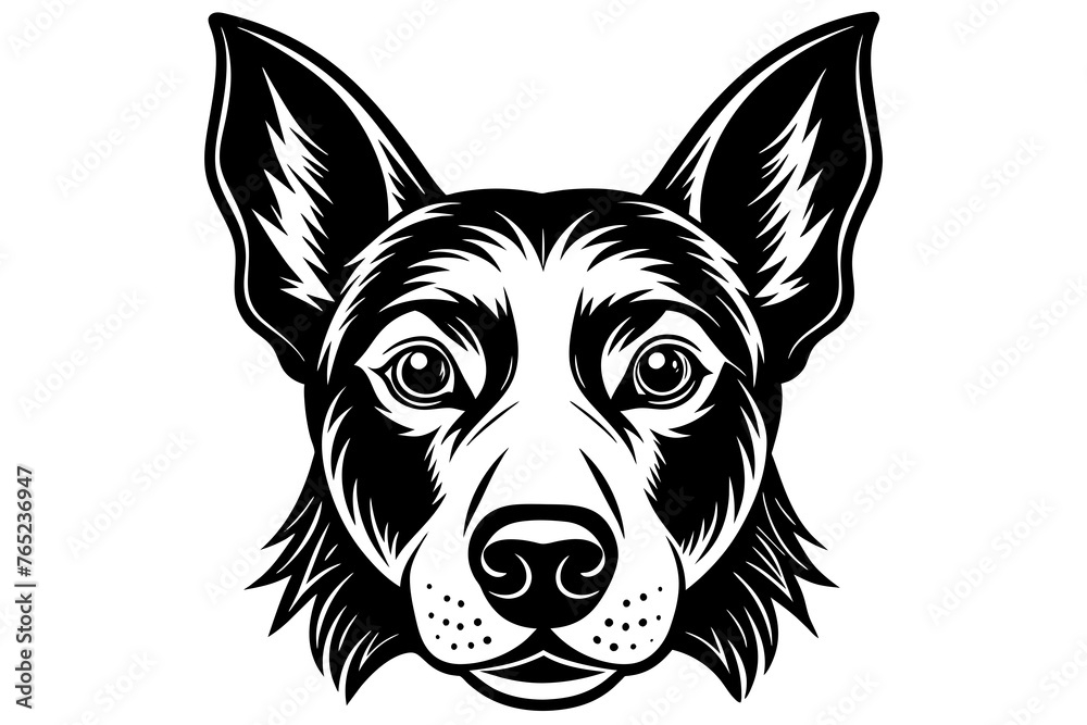 Dog head silhouette  vector art illustration