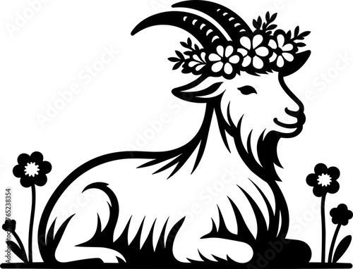 Goat with a Flower Crown