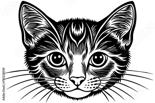 Cat head silhouette vector art illustration