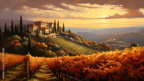 A picturesque sunset setting over a charming village, casting a spell of serenity and beauty.