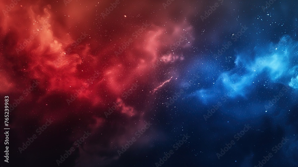 Vivid Red and Blue Nebulae Illustrating Cosmic Beauty in Deep Space