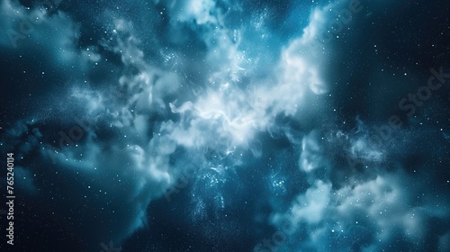 Blue and White Cloud in Space