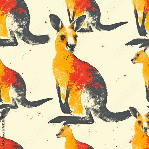 Seamless Stylized Kangaroo Pattern for Creative Projects