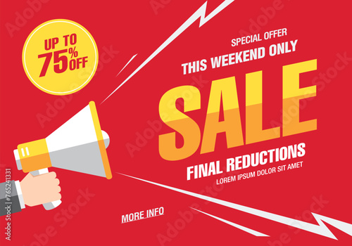 sale banner layout design. Vector illustration. Megaphone symbol