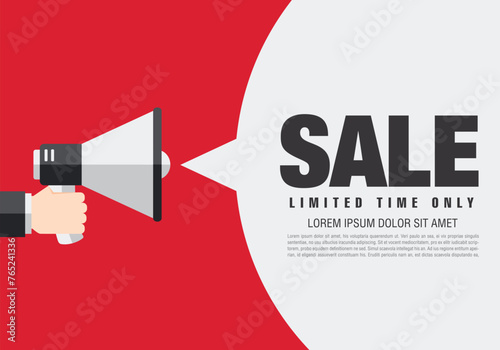 sale banner layout design. Vector illustration. Megaphone symbol