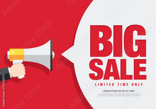 sale banner layout design. Vector illustration. Megaphone symbol