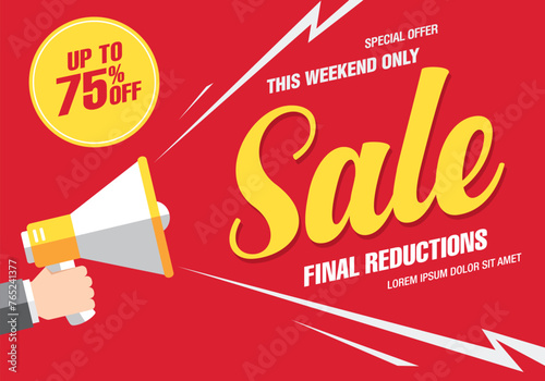 sale banner layout design. Vector illustration. Megaphone symbol