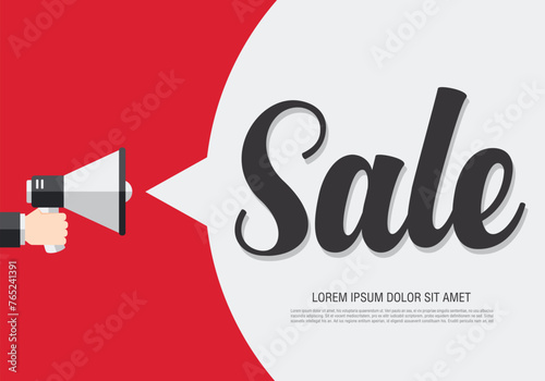 sale banner layout design. Vector illustration. Megaphone symbol
