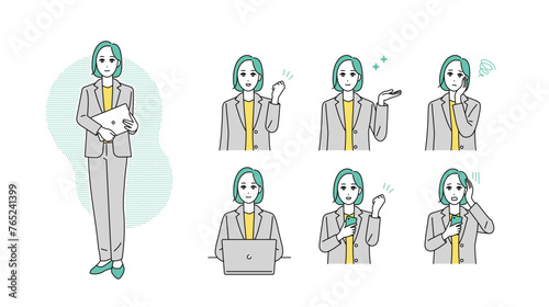 ビジネスパーソンの表情イラストセット