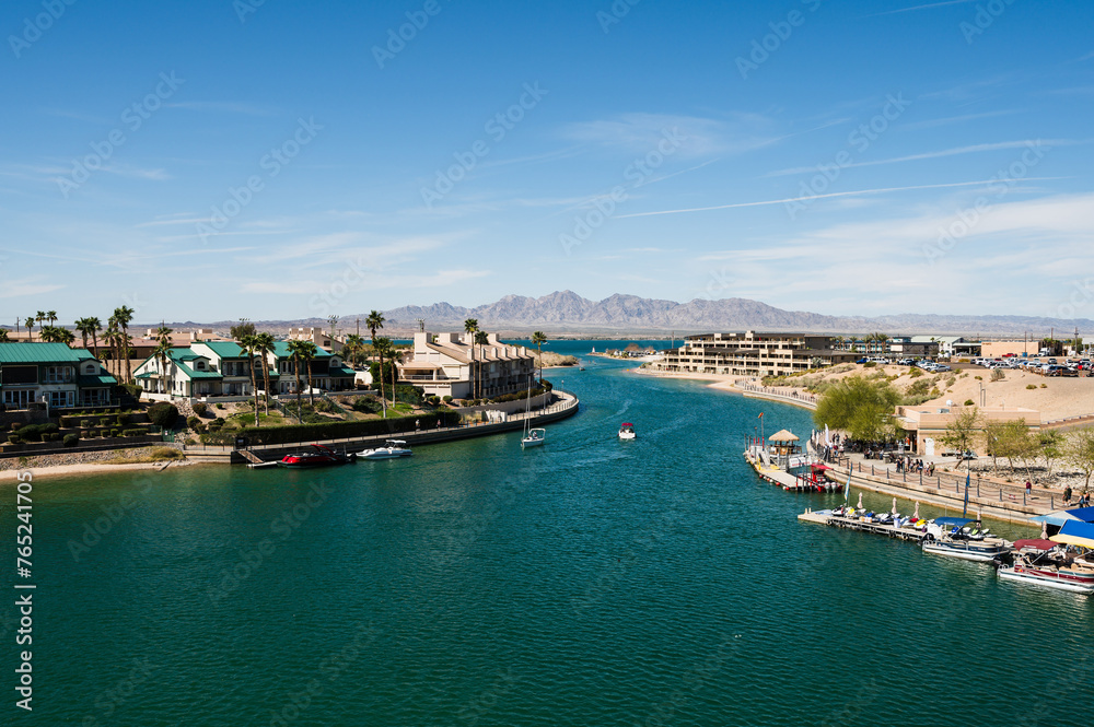 Tour boats near the old London Bridge, which was relocated from London England in the 1970’s to Lake Havasu Arizona.