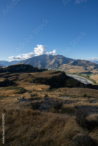 Vertical photo of mountain landscape from hiking in New Zealand