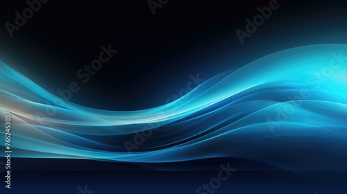 A blue and white abstract background with waves of light. Generative AI.