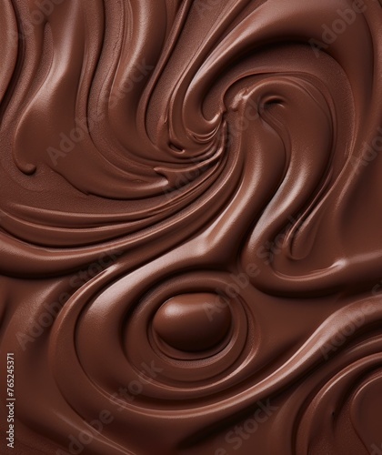 A close up of a chocolate liquid flowing on the surface. Generative AI.