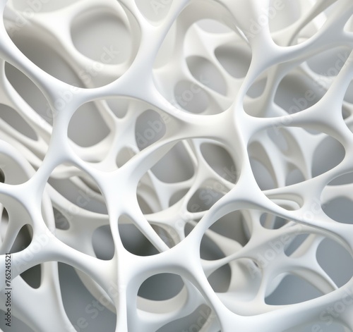 A close up of a white sculpture with many holes. Generative AI.