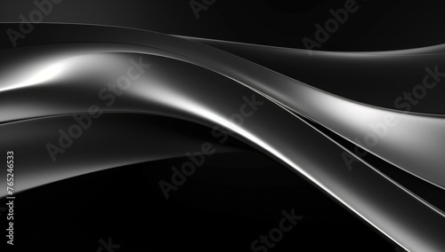 A black and white photo of a curved metallic surface. Generative AI.
