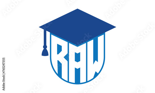 RAW initial letter academic logo design vector template. school college logo, university logo, graduation cap logo, institute logo, educational logo, library logo, teaching logo, book shop, varsity