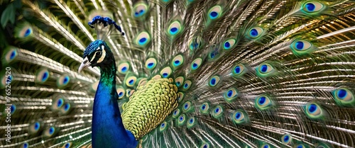 Exquisite Peacock with Magnificent Plumage Roaming in the Jungle