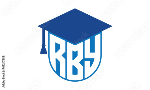 RBY initial letter academic logo design vector template. school college logo, university logo, graduation cap logo, institute logo, educational logo, library logo, teaching logo, book shop, varsity