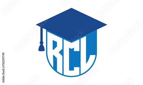 RCL initial letter academic logo design vector template. school college logo, university logo, graduation cap logo, institute logo, educational logo, library logo, teaching logo, book shop, varsity photo