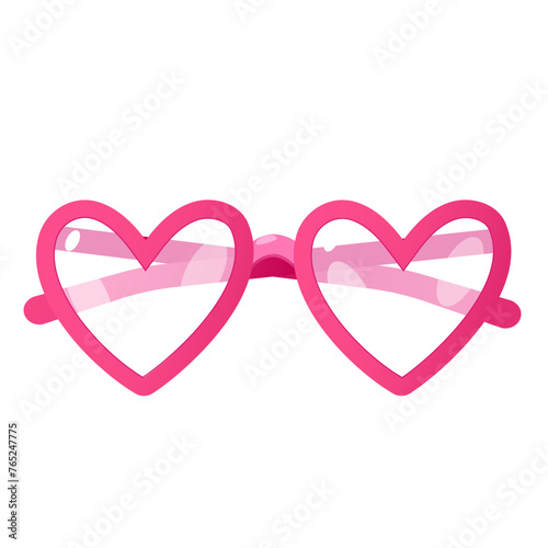 Pink heart shaped eyeglasses isolated on a white background. 