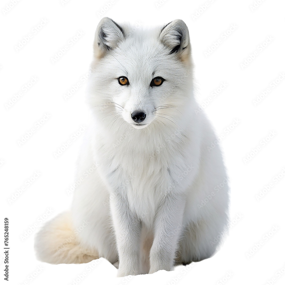 Naklejka premium White fox on a transparent background. Isolated on a transparent background.