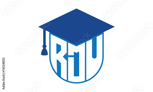 RDU initial letter academic logo design vector template. school college logo, university logo, graduation cap logo, institute logo, educational logo, library logo, teaching logo, book shop, varsity photo