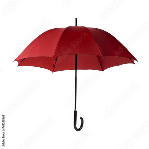 Open red umbrella isolated cutout object on transparent background