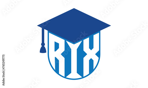 RIX initial letter academic logo design vector template. school college logo, university logo, graduation cap logo, institute logo, educational logo, library logo, teaching logo, book shop, varsity photo