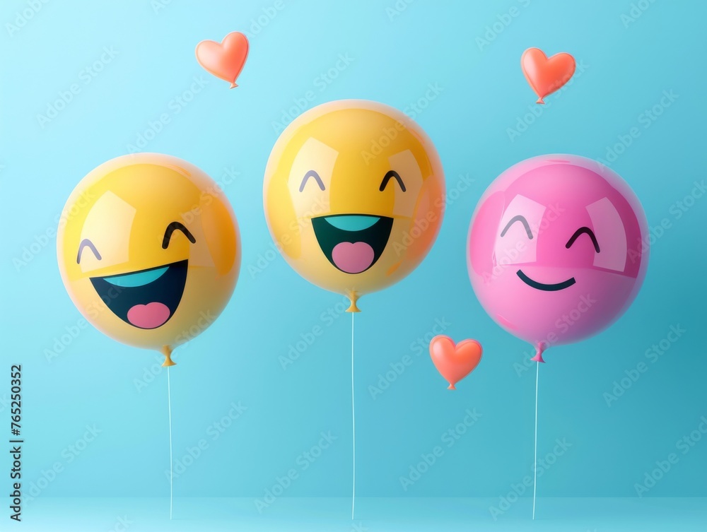 Joyful emoticon balloons. World laughter day. Joyful emoticon balloons. World laughter day.