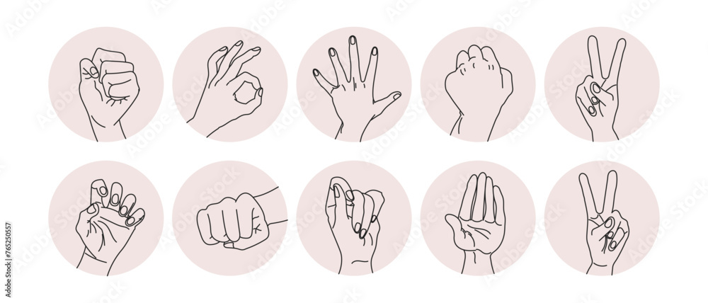 Line art, different hand gestures. Design elements, icons, templates, vector Line art, different hand gestures. Design elements, icons, templates, vector