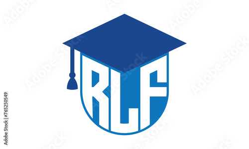 RLF initial letter academic logo design vector template. school college logo, university logo, graduation cap logo, institute logo, educational logo, library logo, teaching logo, book shop, varsity photo