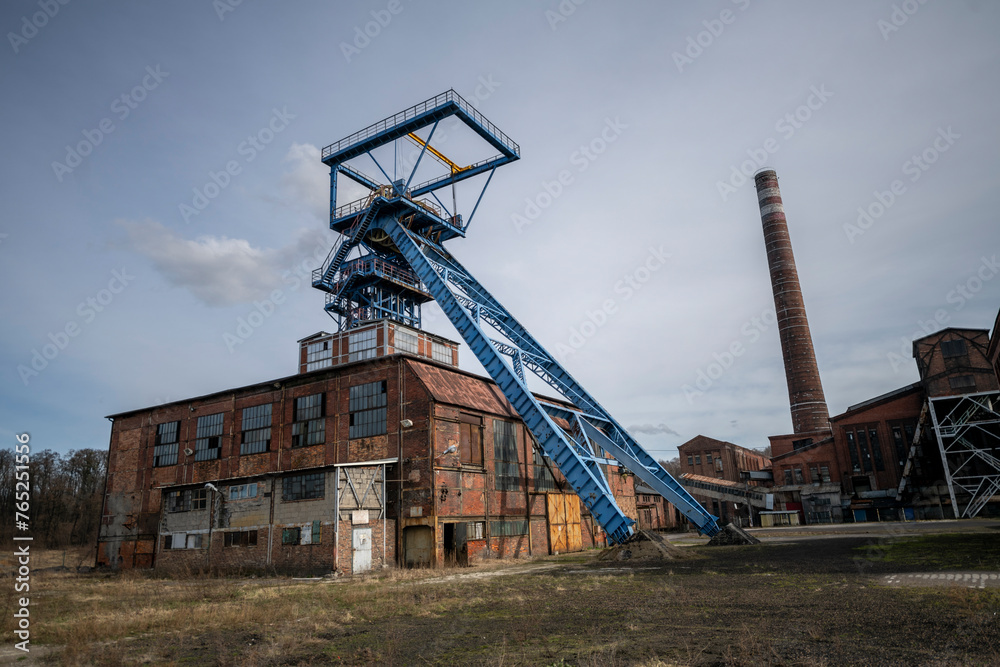 Old historic industrial abandoned coal mine in Silesia, Poland, Europe