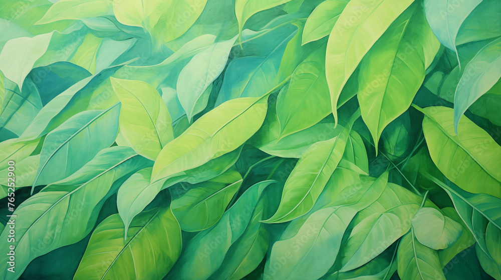 Illustration à la peinture d'un fond de feuilles vertes. Nature, plante, peindre, art. Pour conception et création graphique. Illustration à la peinture d'un fond de feuilles vertes. Nature, plante, peindre, art. Pour conception et création graphique.