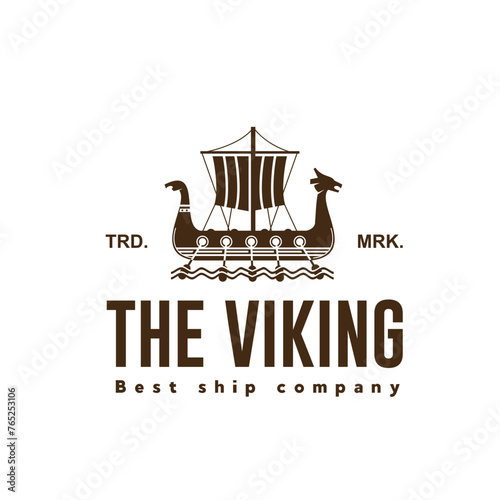 vector illustration of viking ship logo icon for trade, transportation and art goods industries