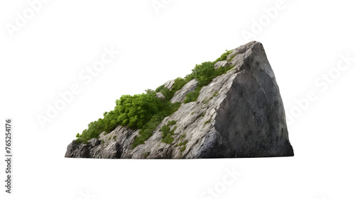Big Rock with green moss on top Isolated on Transparent Background 