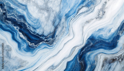 Abstract Blue and White Marble Texture: Ocean Waves or Cloud Formation