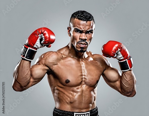 Wallpaper Mural 두 주먹을 불끈 쥔 흑인 복싱 선수 상반신 사진 Torontodigital.ca