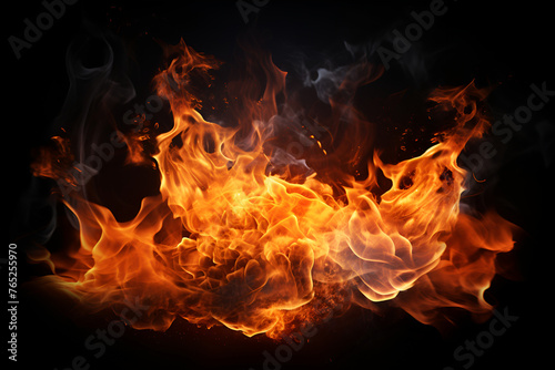 Fire flames on black background © Alena