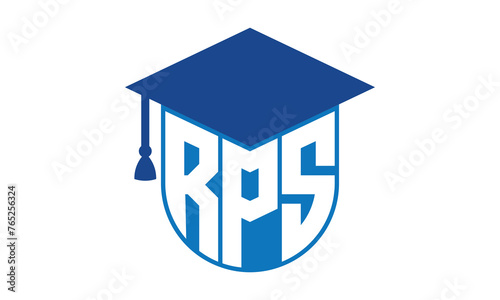 RPS initial letter academic logo design vector template. school college logo, university logo, graduation cap logo, institute logo, educational logo, library logo, teaching logo, book shop, varsity photo