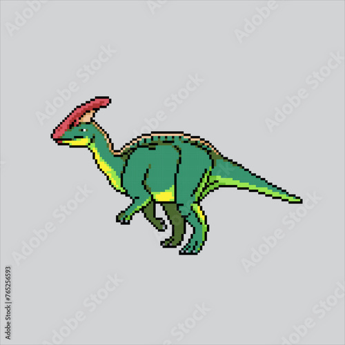 Pixel art illustration Parasaurolophus. Pixelated Parasaurolophus. Parasaurolophus Dinosaur pixelated for the pixel art game and icon for website and video game. old school retro.