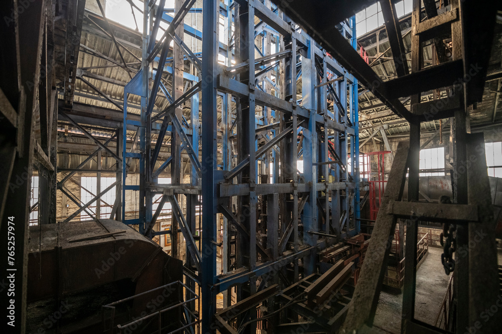 Old historic industrial abandoned coal mine in Silesia, Poland, Europe