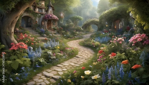 Whimsical Enchanted Garden With Blooming Flowers Upscaled 2 © Sarah