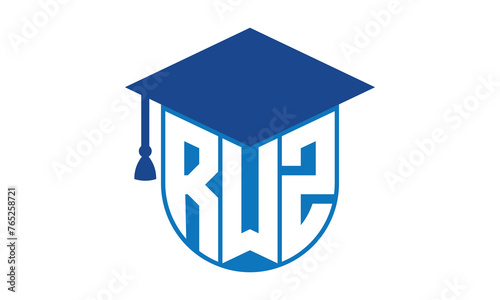 RWZ initial letter academic logo design vector template. school college logo, university logo, graduation cap logo, institute logo, educational logo, library logo, teaching logo, book shop, varsity photo