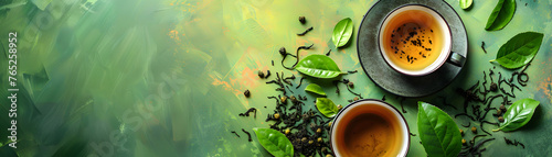Delicious tea background, relaxing tea wallpaper, zen tea for text and presentations photo