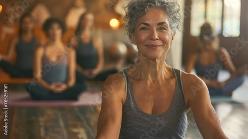 Woman is practicing yoga