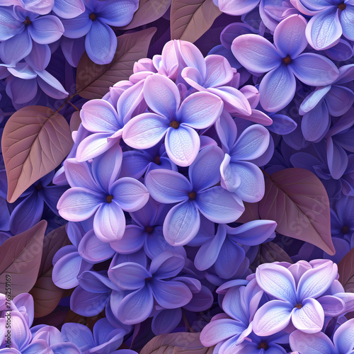 Seamless Lilac Blossoms Pattern Lavender