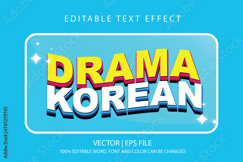 vector design text effect Korean typography effect editable. photo
