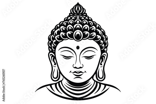 Head of Buddha. Vector illustration isolated on white